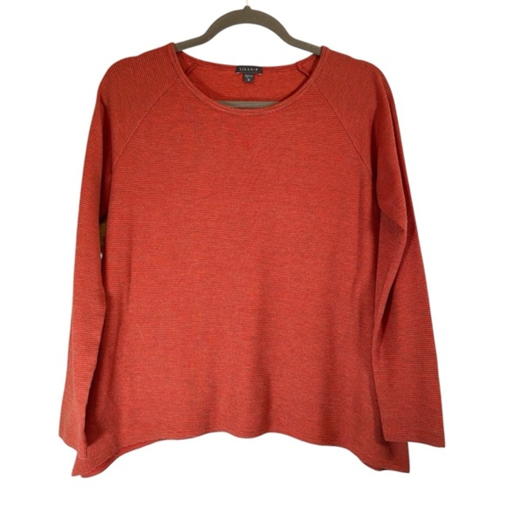 LILLA P Burnt Orange Waffle Weave Top M